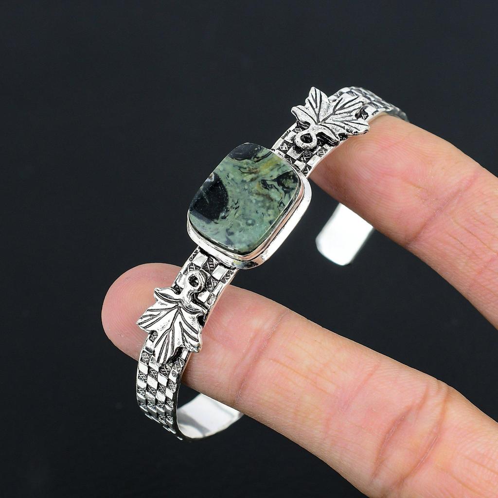 Серебро 925 пробы Сияющий камень Камбаба Яшма Юбилей Помолвка Браслет Ювелирные изделия