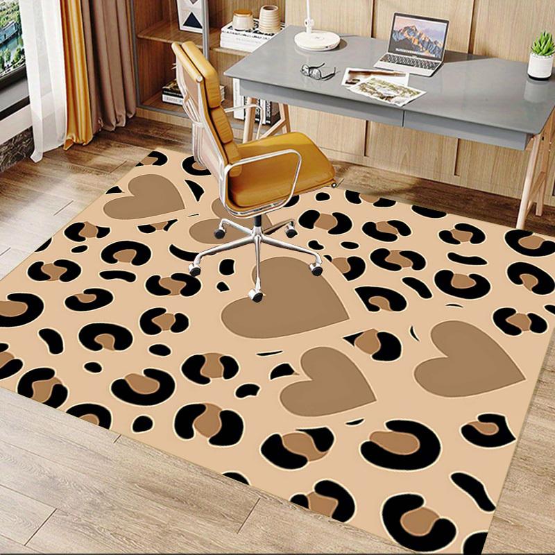 1PC Leopard print Heart Non-Slip Floor carpet, suitable for Office, bedroomand playrooms. It can also be used as a sofa footrest cover-T40