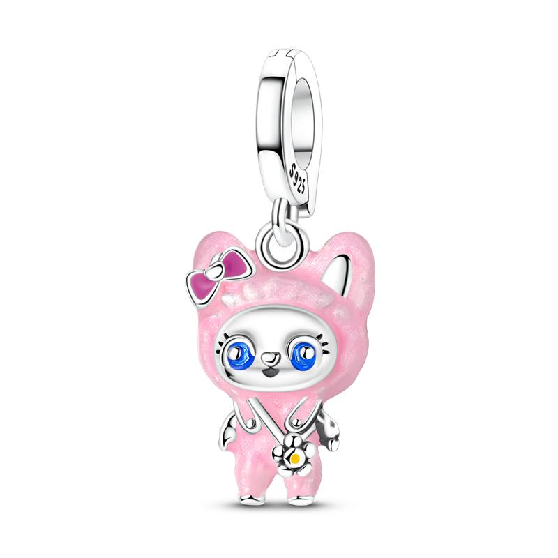 925 Silver Cartoon Doll Theme Series Pendants Bear Piggy Wizard Dwarf Charms Fit Original Bracelet Necklace Jewelry