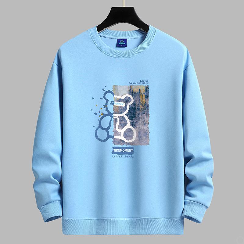 QICED Осенняя одеждаОсенний O-образный вырезПовседневные мужские топы с принтомНижняя рубашка с длинным рукавом