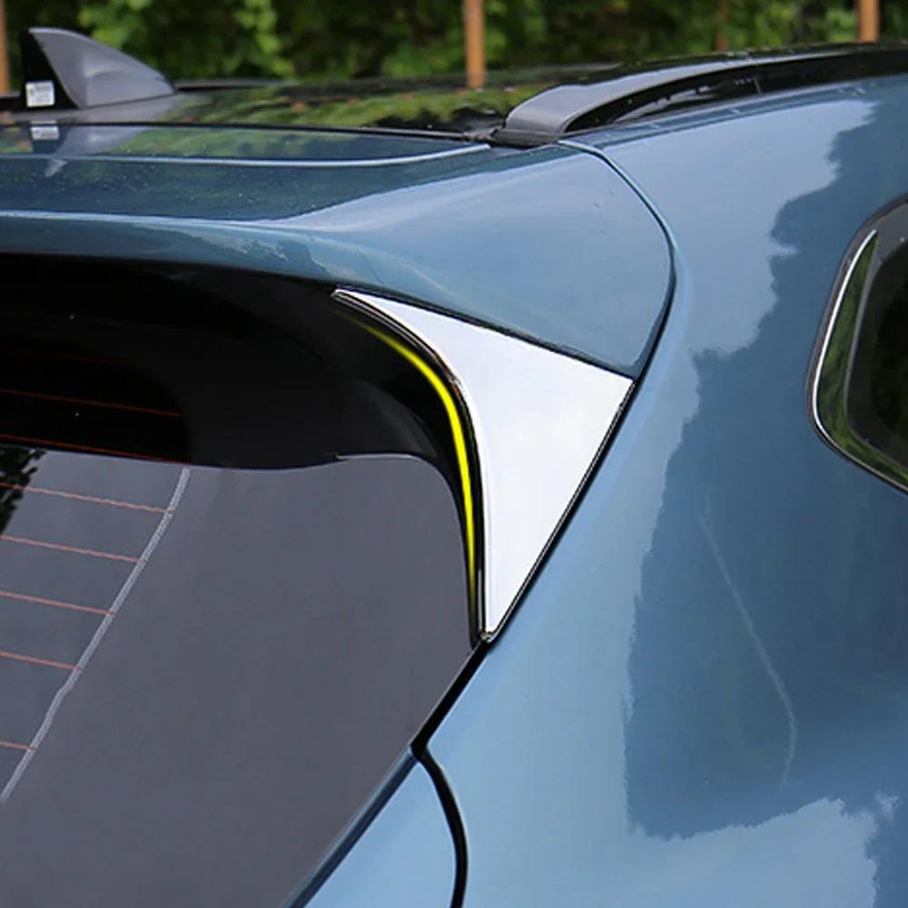 For Hyundai Tucson 2015-2020 2Pcs Car Rear Window Spoiler Wing Cover Trim ABS Carbon Fiber Style Silver Chrome Decor Accessories