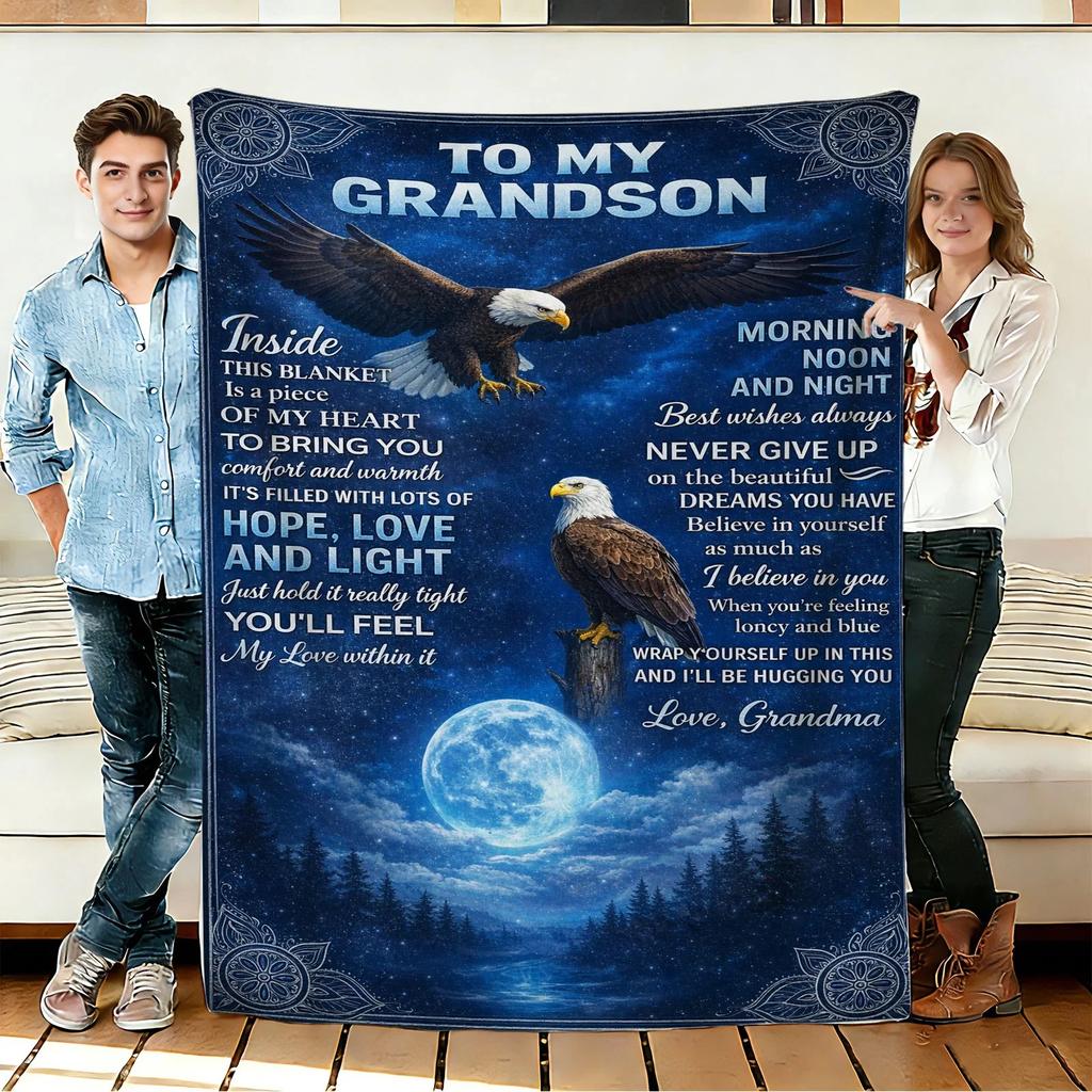 Eagle and Moon Flannel Blanket Soft Cozy Throws Napping Travel Use