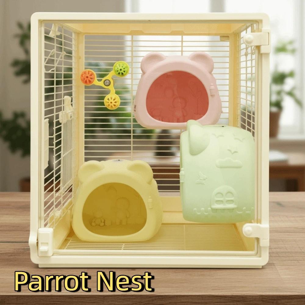 Warm Light Bird Breeding Nest Bear Shape Hanging Ambient Light Birdcage Decorative Multi-Purpose Squirrel Bed Garden Decor