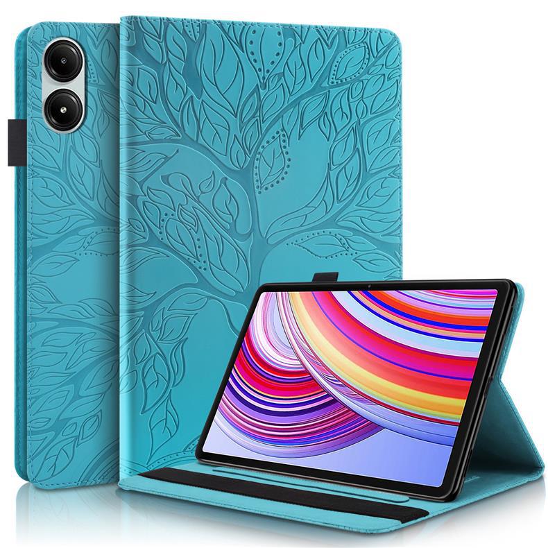 Подходит для планшета Redmi Pad Pro 12.1, защитный чехол с тисненым дизайном "Древо жизни", слотом для карт, подставкой и противоударным кожаным чехлом SE