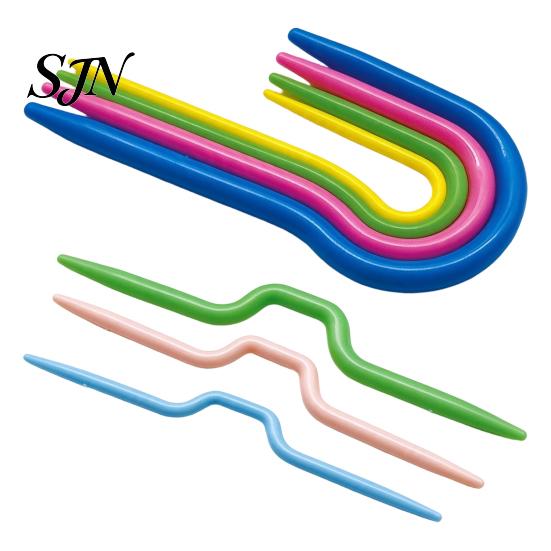 Yarn Craft Needle 3/4Pcs U/V-Shaped Plastic Cable Needles, Multi-Size Stitch Holders, Set Bent Knitting Needles for Scarf Sweater Patterns Holders