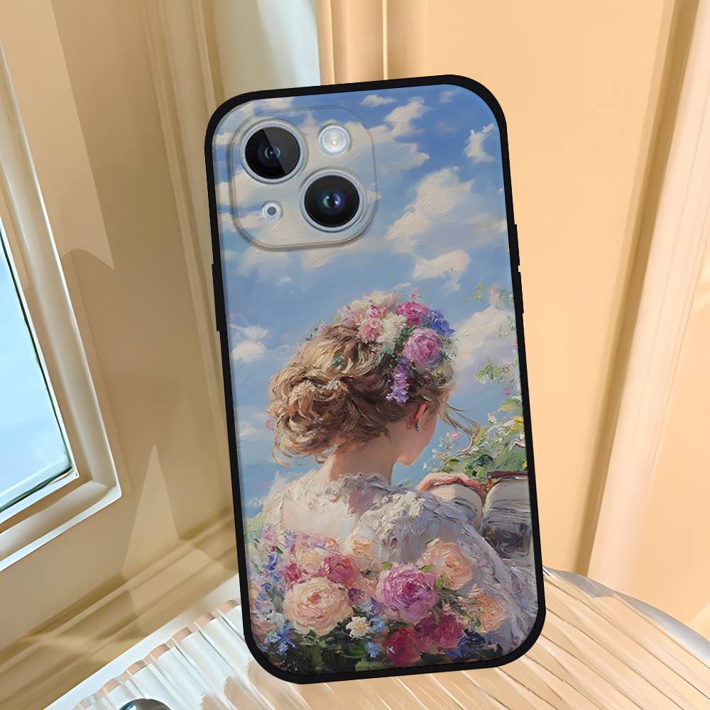 Чехол для телефона с картиной Клода Моне для IPhone 1716 15 14 13 Pro Max 11 12 Mini X Xs XR Черный Силиконовый Чехол