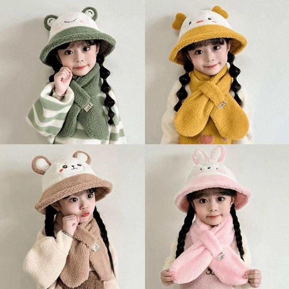Polar Fleece Baby Bucket Hat Warm Fisherman Hat Fashion Pullover Cap Children