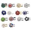 1/6Pcs Button Covers Faux Pearls Shiny Rhinestone Flower Shape Button Clip with Pliers Press Dress Suit Tux Accessories