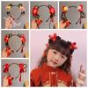 Pigtail Wig Hanfu Wig Headband Red Chinese Style Hair Hoop Flower Tassel Hairband Girl