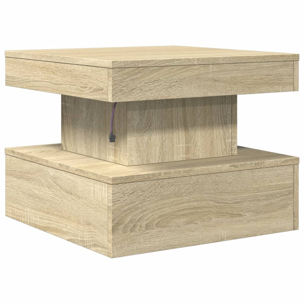 LED Coffee Table in Sonoma Oak 50 x 50 x 40 cm