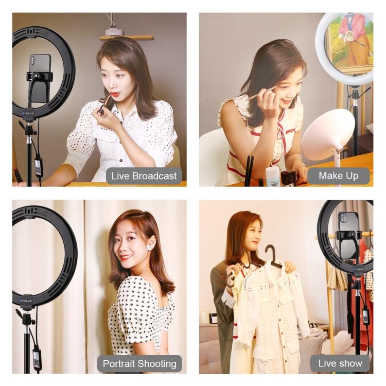 Крепление для штатива длиной 1,1 м + кольцевой светодиодный светильник RGBW размером 10,2 дюйма и диаметром 26 см