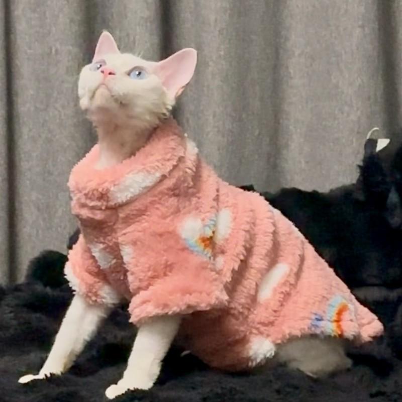 Sphynx Cat Clothes Winter Warm Devon Rex Cornish Shorthair Fleece Pajama Small Pets
