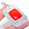 Ювелирный кулон из стерлингового серебра 925 пробы с красным кораллом, итальянский красный коралл, 2,52 дюйма, K6H14