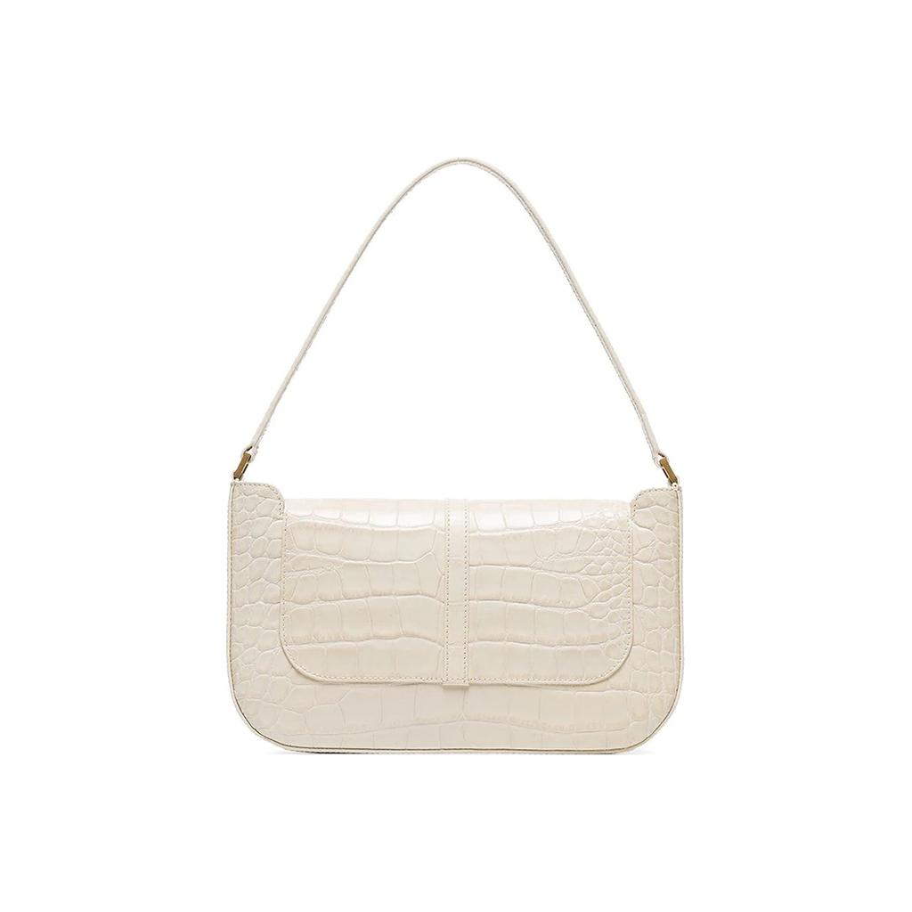 By Far Miranda Series Leather Crocodile Embossed Shoulder Bag Women Handbags Off-White 19FWMDASCEDMEDCE