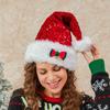 Sequins Santa Claus Hat Bow Beanie Hat Gift Christmas Hat  Adult