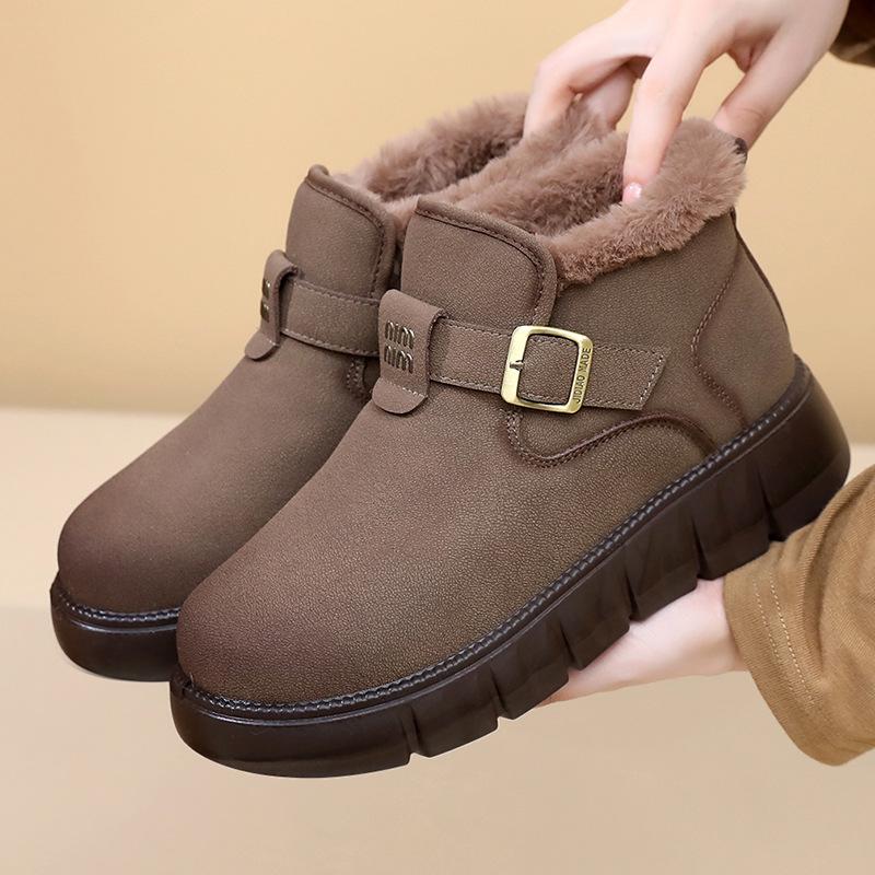Женские зимние теплые нескользящие ботинки-дутики большого размера на мягкой подошве с меховой подкладкой до щиколотки, нескользящие, для пешего туризма, для активного отдыха, хлопковые ботинки
