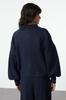 Women's Fashionable Stylish Cardigan Navy Blue Soft Textured Coat Look Knitwear Cardigan