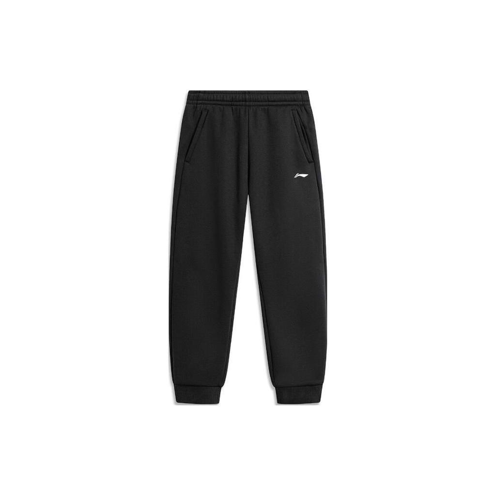 Li-Ning Однотонные свободные трикотажные зауженные спортивные брюки с эластичной резинкой на талии, унисекс, черные AKLT809-1