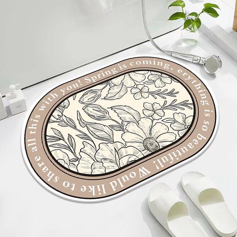 Коврик для пола в туалет, ванная комната, нескользящий, впитывающий, туалет, прочный, у двери, туалет, диатомовая грязь, быстросохнущий, коврик для ног, ковер, ванная комната