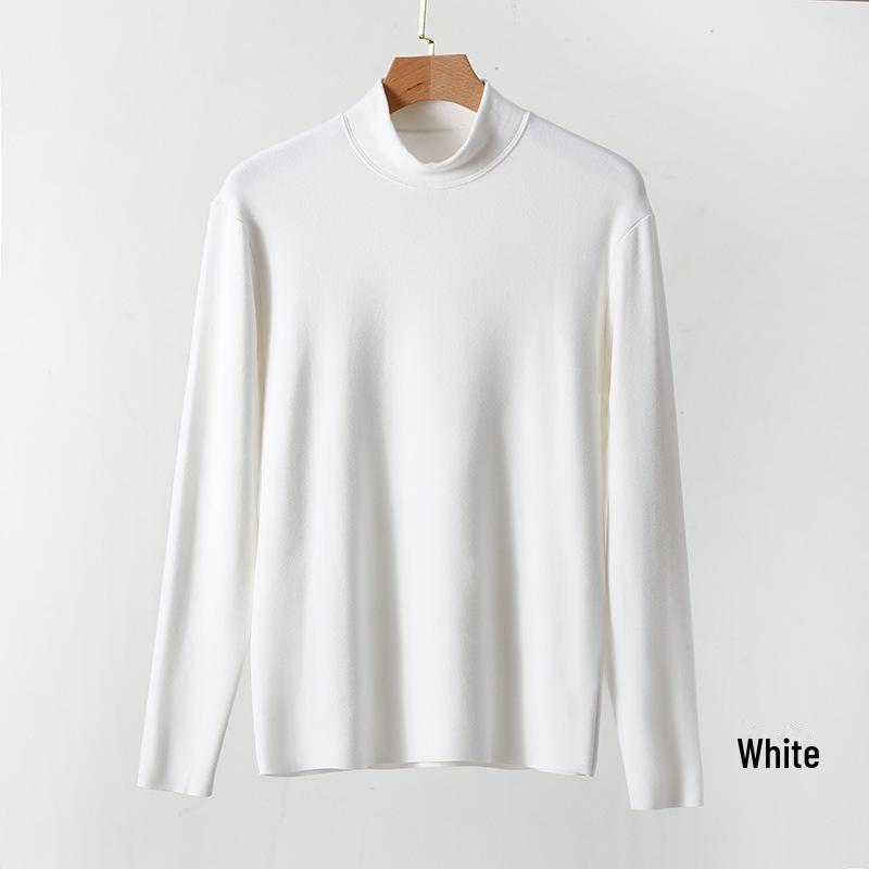 Мужская теплая бесшовная рубашка из немецкого бархата с высоким воротником - облегающий крой, зимний сохраняющий тепло топ