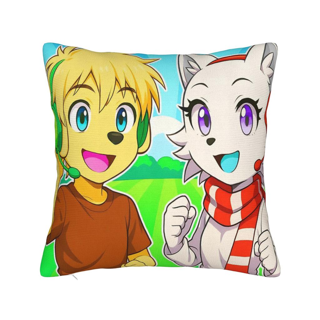 Игровые квадратные наволочки Tylers And Snowi, милые мультяшные чехлы для подушек, наволочка на молнии на заказ, декоративная наволочка для дивана 45*45 см