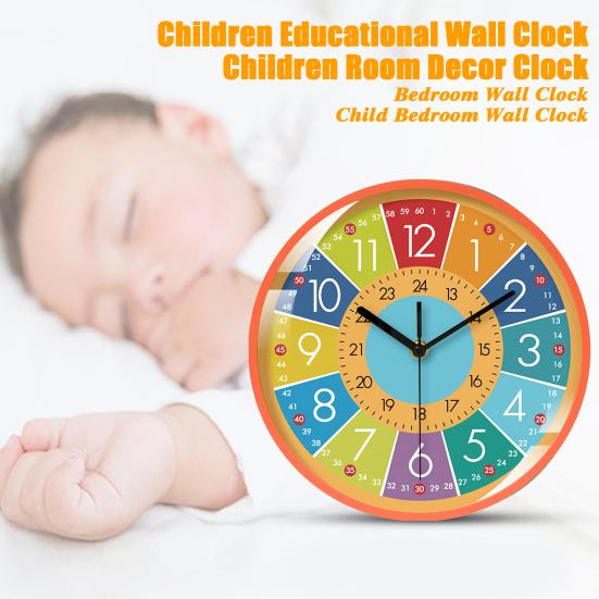 Настенные часы Научного дизайна Легко читаемые Бесшумные не тикающие Цветные часы на батарейках Классная комната Детский сад Время обучения Инструмент