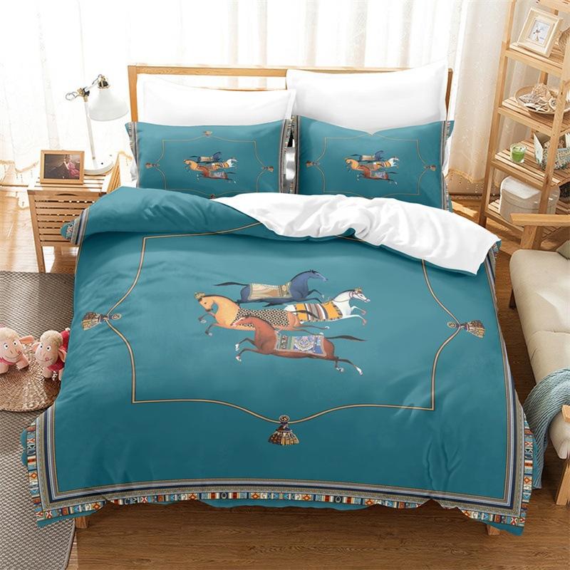 European retro style Microfibre Bedding Sets,Retro Print Bed Linen with Zip Room Decor Duvet Cover for Teenagers adult 2/3-Piece