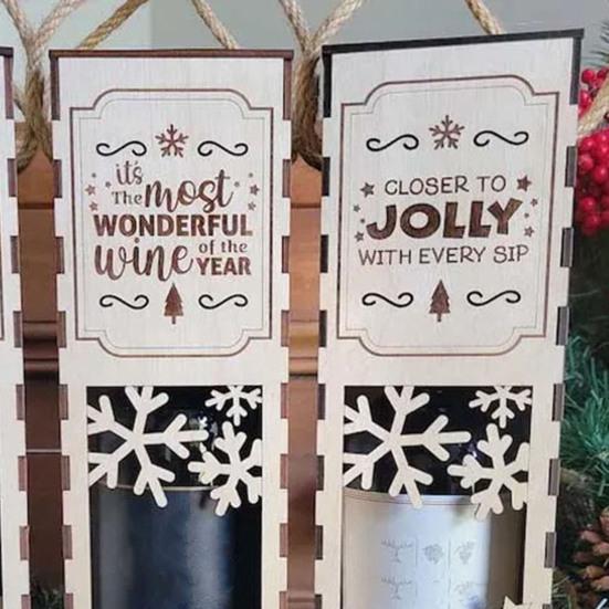 1/3 шт. Рождественская деревянная винная коробка Легкая сборка Лазерная резка Снежинки Праздничный дизайн Подарочная коробка для вина Праздничное украшение