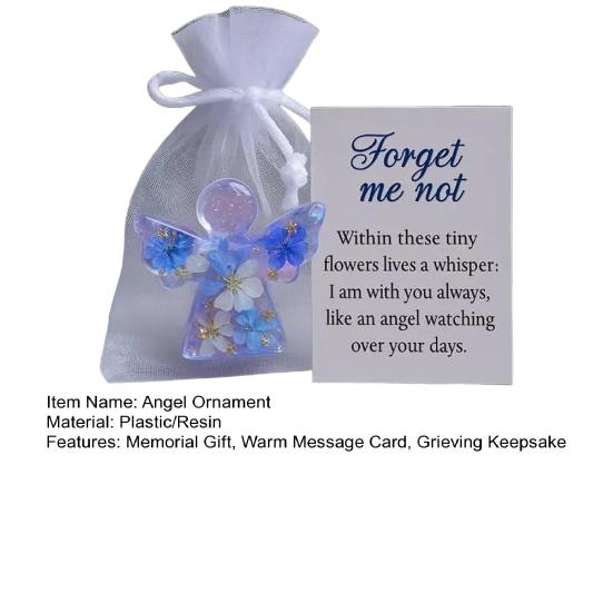 Angel Figurine Keepsake Forget Me Not Angel Memorial Gift Sympathy Bereavement Angel Ornament with Warm Message Card Grieving Keepsake for Loss
