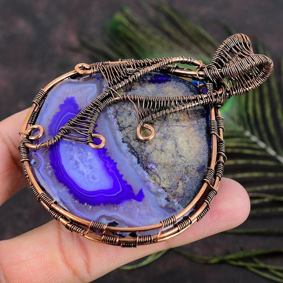 Подарочная подвеска из медной проволоки с натуральным водным камнем Ботсваны Друзи 3,55 N1V41