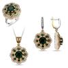 Комплект аутентичных серебряных украшений в форме цветка, наборы изумрудных камней, османский дизайн ручной работы 925K, комплект серебряных серег и колец ожерелья