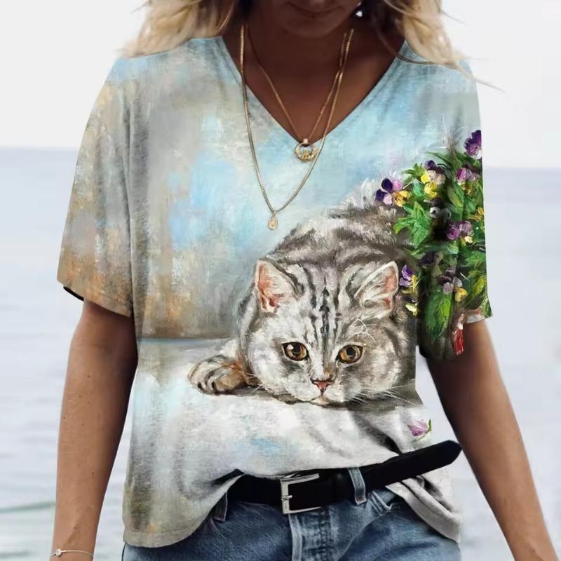 New Style T-shirt For Women Butterfly Leopard Print Tees Blouse Oversized T-Shirt Summer Women's Clothing Short Sleeve