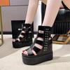 Fashion 12CM Thick Bottom Wedges Women's Sandals 2025 Sexy Summer Woman Shoes Fashion Rome Fish Mouth Increase Within Sandals Pumps