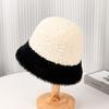 New color matching knitted bucket hat women's autumn and winter warm ear protection foldable temperament versatile basin hat