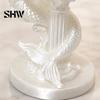 Practical Mermaid Sculpture Jewelry Storage Box, Decorative Seashell Trinket Tray, 3D Printing Dish Pearlescent White Resin Display Organizer
