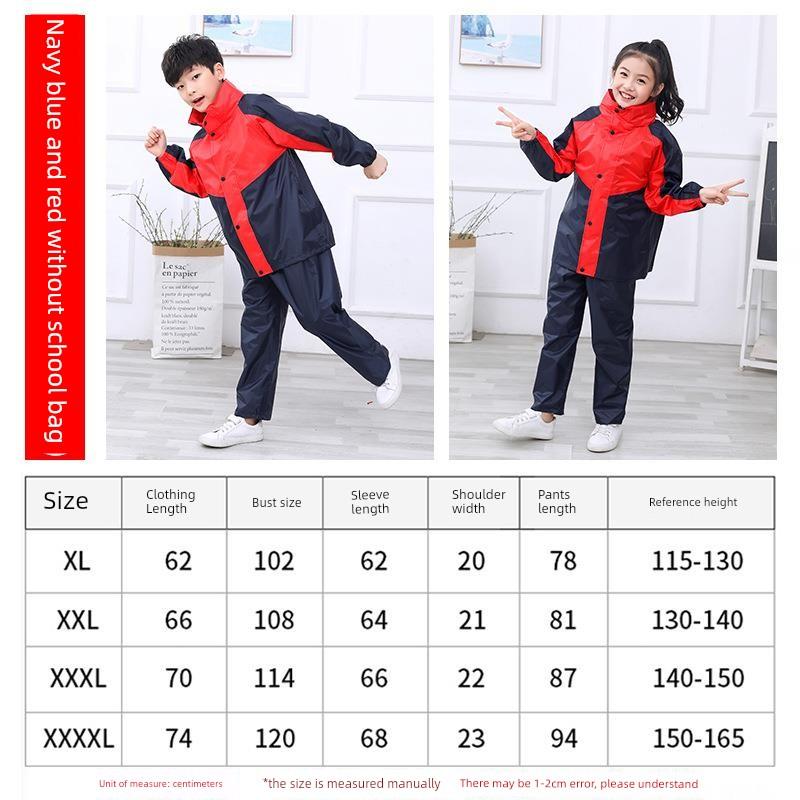 Children's Raincoat and Rain Pants Set for Boys and Girls, Kindergarten and Elementary School Students, with Backpack Space, Waterproof One-Piece