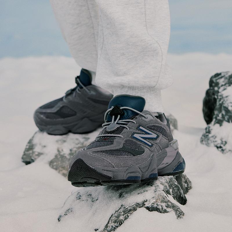 New Balance 9060 Little Kid Castlerock Детские кроссовки Серый Темно-Синий Серебристо-Металлик PV9060EC