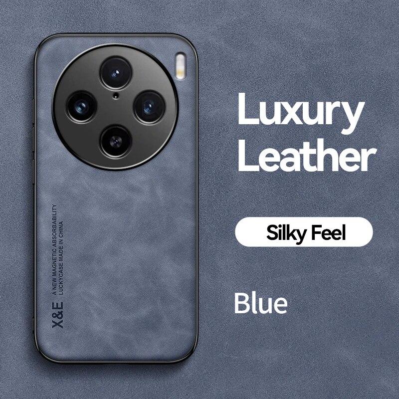 KEYSION Luxury Retro PU Leather Case for VIVO X100 Pro 5G Soft Silicone+PC Shockproof Phone Back Cover for VIVO X80 Lite