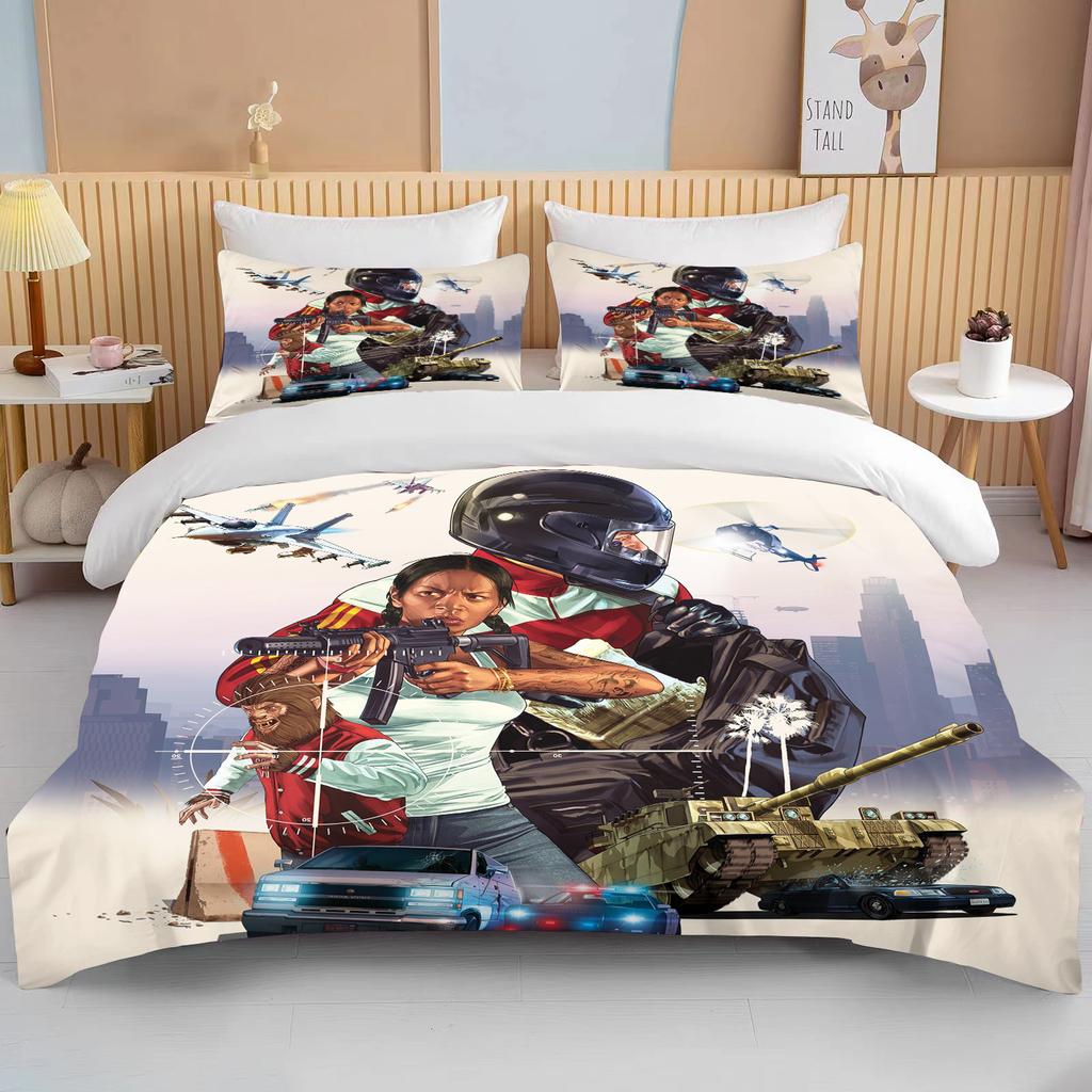 10 размеров 3D игра GTA V Постельный комплект Мультяшные пододеяльники Grand Theft Auto Постельное белье Постельные принадлежности с наволочкой Дропшиппинг