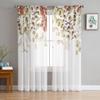 Autumn Eucalyptus Leaves Sheer Curtains for Living Room Decoration Window Curtains for Kitchen Tulle Voile Organza Curtains