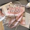 Luxury Winter 100% Wool Scarf Women Plaid Cashmere Handkerchief Warm Pashmina Female Shawl Pareo Soft Bufanda British Style