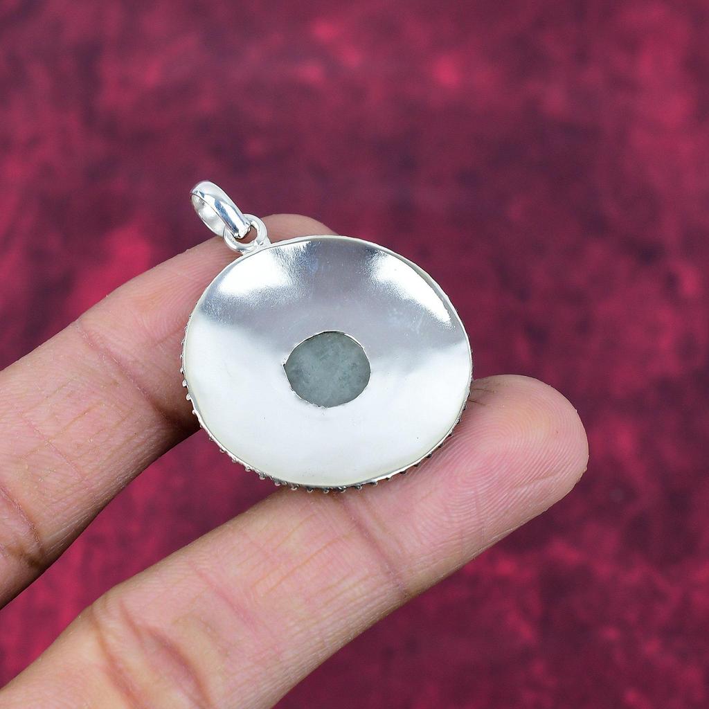 Aquamarine 925 Solid Sterling Silver Pendant, Handmade Gemstone Pendant Jewelry, Gifts For Wife Brand New Pendant