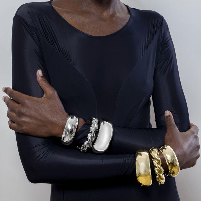 Bracelet - LUXENTER - Lidun - Fini en rhodium - Largeur 32mm - Diamètre 60mm