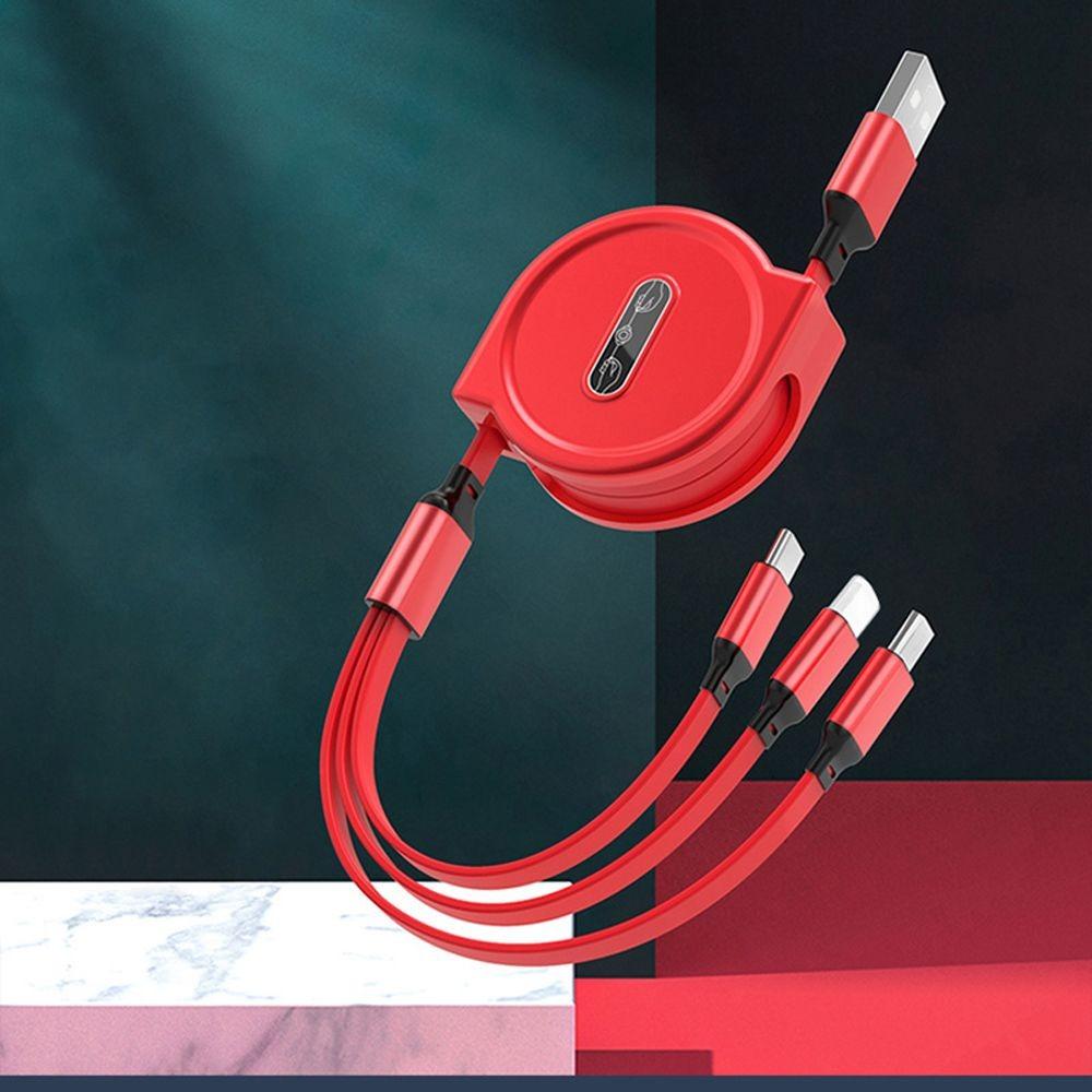 Новый выдвижной кабель для быстрой зарядки Android TYPE-C Apple Xiaomi Samsung с оплеткой «три в одном» для передачи данных мобильного телефона