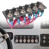 Rockers Switch, 6 Gang Round Rockers Switch Panel, Waterproof Easy-to-Install 12V 24V Switch 10A Fuses for Boats