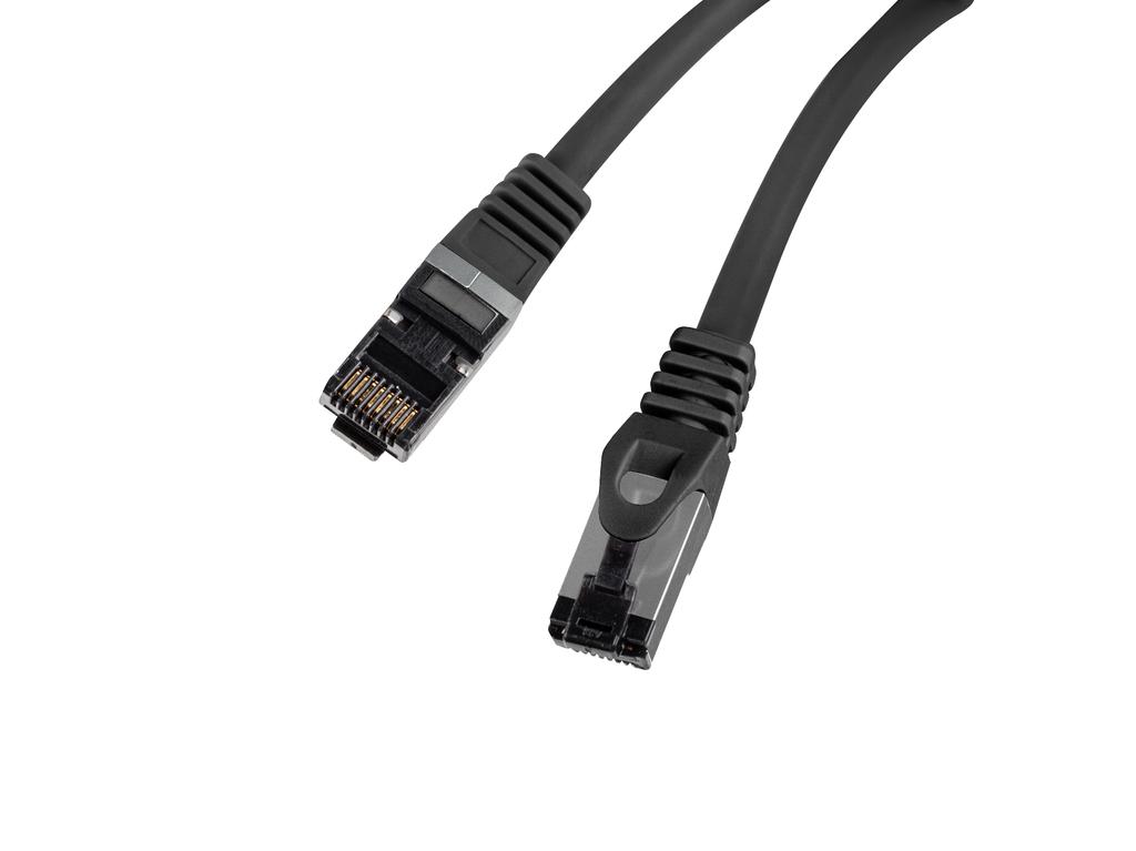 Przewód kabel internetowy lan rj45 patchcord kat.8.1 sftp czarny 0,25m