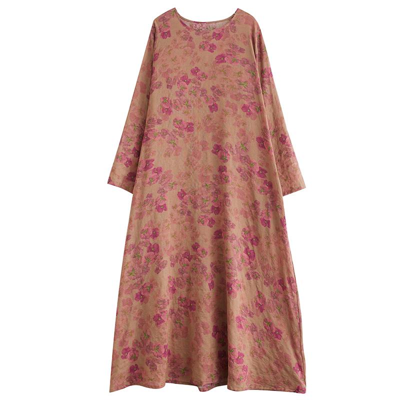 Длинный рукав Плюс размер тонкий хлопок винтажный цветочный новый в платьях для женщин повседневный свободный длинный весна лето осень платье