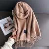 Student Couple Autumn And Winter Plaid Warm Scarf Women'S Shawl Versatile Commuter Fringed Fine Sand Imitation Cashmere Scarf