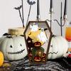 Halloween Wooden Tombstone Shaped Table Block Sign Spooky Ghost Pumpkin Bat Castles Tiered Tray Centerpiece for Halloween Party Indoor Decor