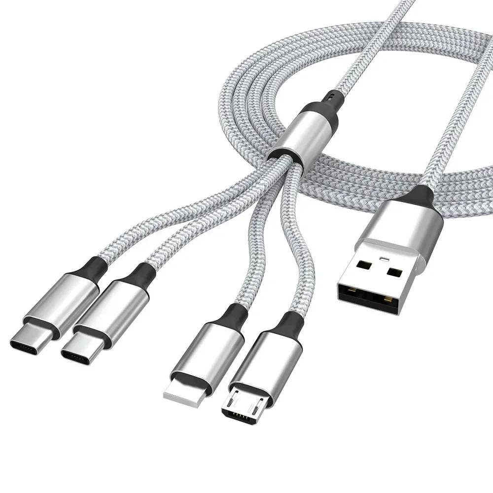 Мультизарядный кабель 4 в 1 зарядный кабель USB быстрая зарядка для Android Iphone зарядное устройство Type C для iPhone Huawei Android телефоны